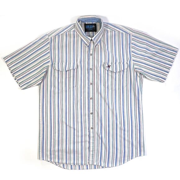 Blue Stripe Button Down Shirt XL VTG Lone Roo - Picture 1 of 7